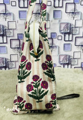 MS7 Quilted European-Style Laptop Bag – Floral Ivory